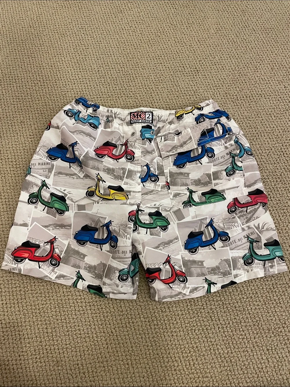 MC2 Saint Barth - Boys Vespa Print Swim Shorts - Sz 12